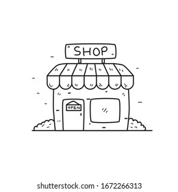 Store vector illustration in cute hand drawn style isolated on white background 