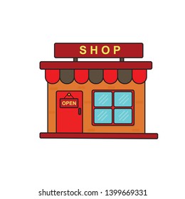 Store vector illustration with flat design isolated on white background. Store icon 