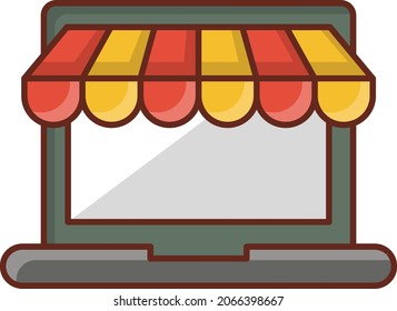 store Vector illustration on a transparent background. Premium quality symbols.Vector line flat color icon for concept and graphic design.