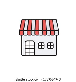 Almacenar ilustración vectorial con diseño de línea simple. Icono de tienda, icono de mercado