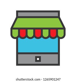 Store vector, Online shopping filled design icon editable outline