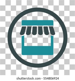 Store vector pictogram. Illustration style is flat iconic bicolor soft blue rounded symbol on a transparent background.