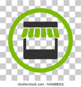 Store vector pictograph. Illustration style is flat iconic bicolor eco green and gray symbol on a transparent background.