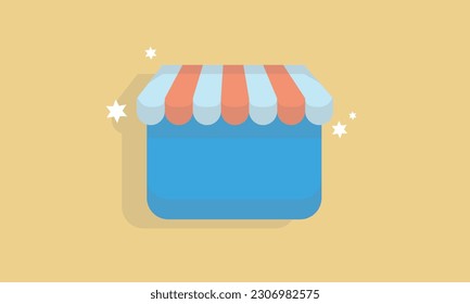 vector de almacenamiento. Firma para promoción y sitios web. Un diseño de tienda simple para aplicaciones móviles.