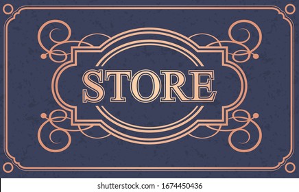 Tienda Vintage Lujoso с de diseño aligráfico borde, Retro Store Flourish calligraphy monograma, Vector ilustración