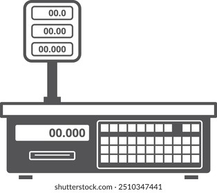 Store weight scale black icon. Retail tool