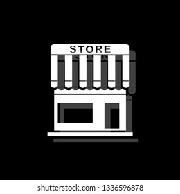 Store. White flat simple icon with shadow