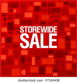 Store wide sale, bright background with shopping bags.