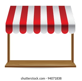 store  window  with striped awning  - vector illustration