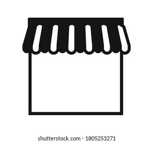 Schaufenster mit Zelt-Design Shop Supermarkt und Markt-Thema Vektorgrafik