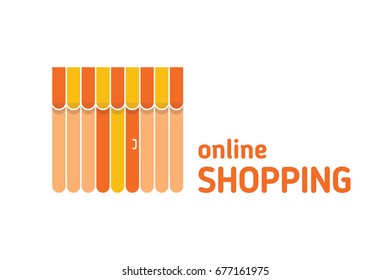 Storefront with awning icon. Isolated on white background. Online shopping concept