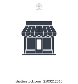 Ilustración vectorial del símbolo del icono del edificio de la tienda aislada en el fondo blanco