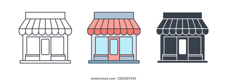 Storefront building icon symbol vector illustration isolated on white background