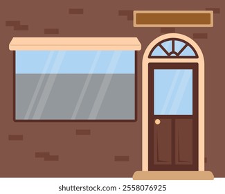 Storefront Facade Entryway Vector Illustration