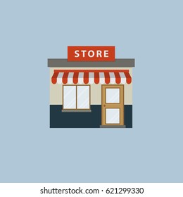 Storefront in flat style. flat design of store building illustration
