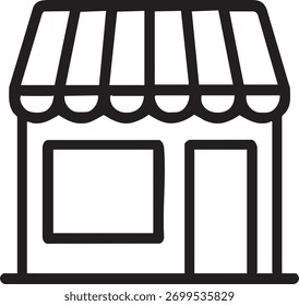 Ícone de vitrine eletrônica com toldo e janela de exibição