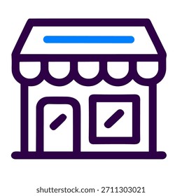 Icono de escaparate. Una Ilustración vectorial lineal de escaparate aislado sobre fondo blanco.