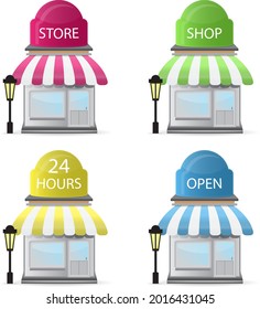 icono de tienda en muchos colores