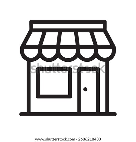 Storefront Icon – Minimalist Black and White Line Art Vector for Retail and Business