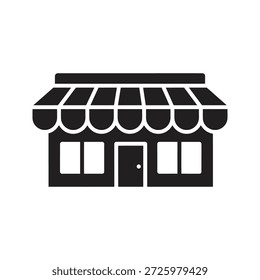 Icono de escaparate para tienda minorista y Pequeño edificio de negocios, símbolo de entrada al mercado local y arquitectura inmobiliaria comercial