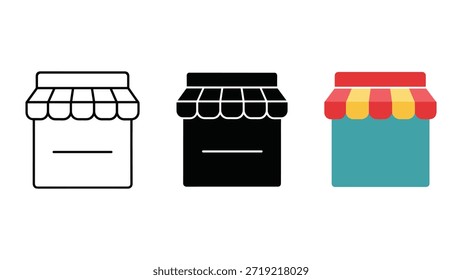 Conjunto de iconos de escaparate con diferentes colores y estilos