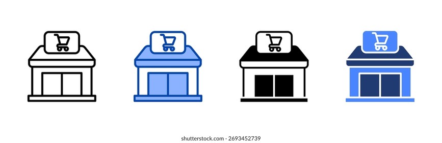 Storefront icon set multiple style collection