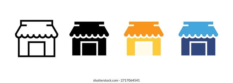 Storefront icon set. shop symbol. retail, market, building, e-commerce, shopping, business, boutique, commercial icon set. vector illustration 