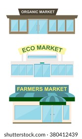 Storefront icon set, vector illustration.