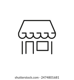 Icono de tienda. Representación simple de una tienda minorista, ideal para directorios de negocios, App de compras y servicios comerciales. Ilustración vectorial