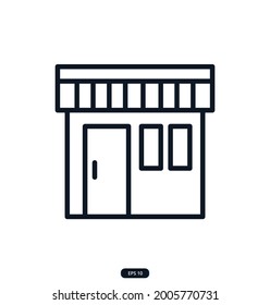 storefront Icons. e-commerce icon. Сollection of Web and App icons for an online store, delivery, payment, shopping cart, Online Shopping. vector eps 10