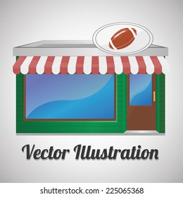 storefront illustration over gray color background