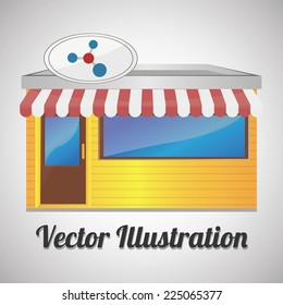 storefront illustration over gray color background