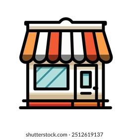 A storefront illustration perfect for representing small businesses or boutique shops. Features vibrant colors and modern design that captures the essence of urban commerce