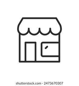 Icono de tienda, estilo lineal. tienda minorista, tienda o establecimiento comercial. Ancho de trazo editable.