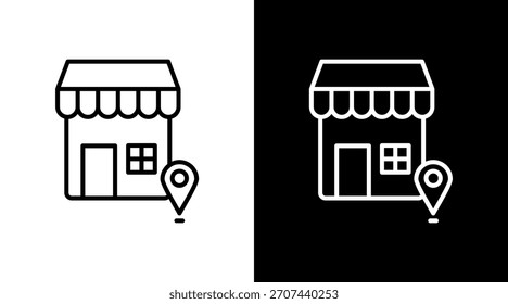 Diseño de conjunto de iconos blancos de contorno de tienda