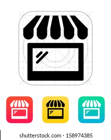 Storefront shop glass case icon. Vector illustration.