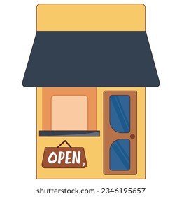 Storefront or Shop Icon Flat Design.  cartoon shop