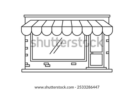 Storefront shop line stroke simple vector graphic illustration, mini store front linear thin outline minimal image clip art icon, small sketch of street boutique building isolated cut out