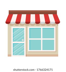 escaparate, fachada de tienda sobre el diseño de ilustraciones vectoriales de fondo blanco