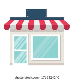 escaparate, fachada de tienda sobre el diseño de ilustraciones vectoriales de fondo blanco