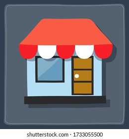 storefront vector, tent, door, window, shop building.