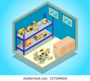 Storehouse concept banner. Isometric banner of storehouse vector concept for web, giftcard and postcard