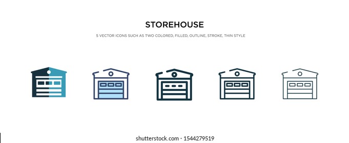 storehouse icon in different style vector illustration. two colored and black storehouse vector icons designed in filled, outline, line and stroke style can be used for web, mobile, ui