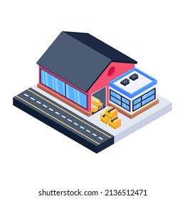 Storehouse isometric icon with editable facility 

