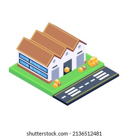 Storehouse isometric icon with editable facility 

