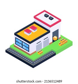 Storehouse isometric icon with editable facility 

