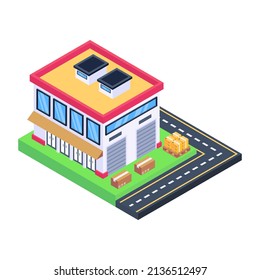 Storehouse isometric icon with editable facility 

