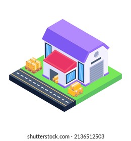 Storehouse isometric icon with editable facility 

