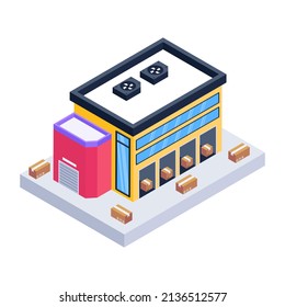Storehouse isometric icon with editable facility 


