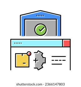 storehouse Logistics Prozess Farbe Symbol Vektorgrafik. Lagerlogistik-Prozesszeichen. einzelne Symbolillustration